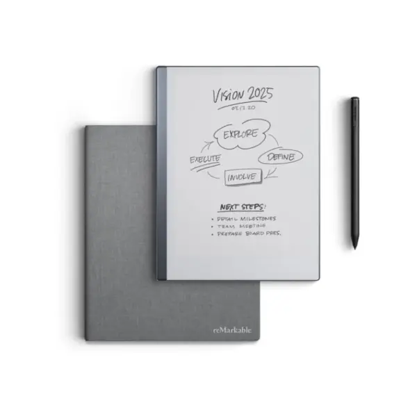 reMarkable 2 Paper Tablet with Marker Plus and Polymer Weave Book Folio (Gray)
