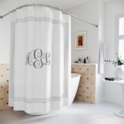 Split-Letter Family Monogram Shower Curtain
