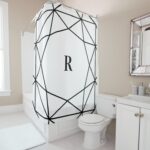 Modern Minimalist Monogram Shower Curtain