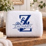 Monogrammed Cotton Towel _ Custom Embroidered Initial Gift , Embroidered Towels with name , Bathroom Towels